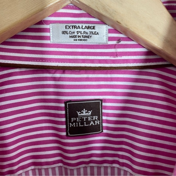 peter millar pink and white striped long sleeve button up mens size XL - Picture 6 of 9